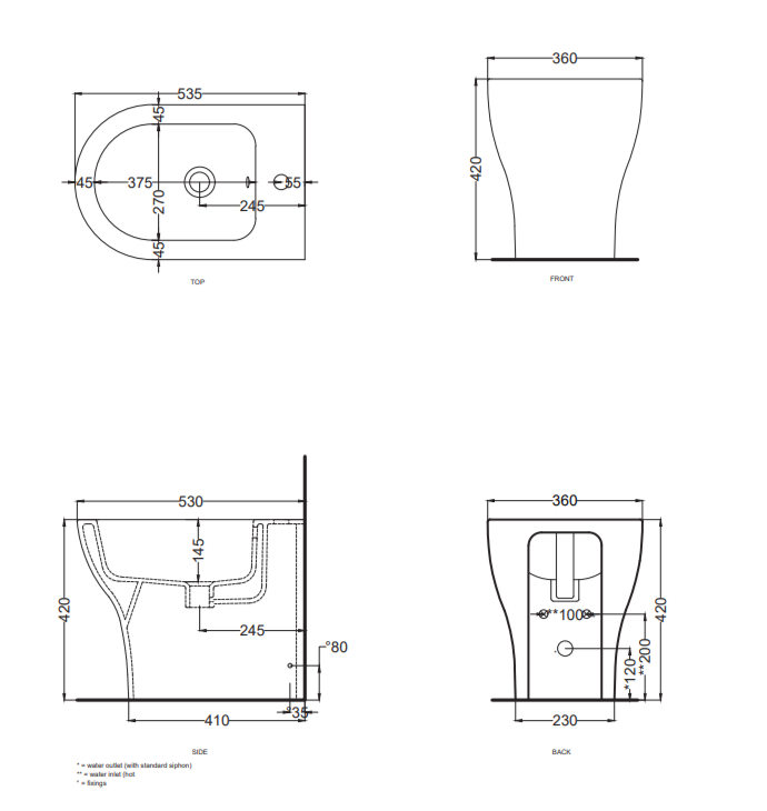 Биде напольное Cielo Enjoy Pro EJBIP ФОТО