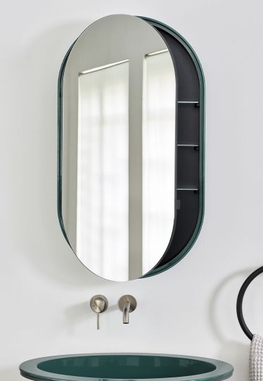 Зеркальный шкаф овальный Cielo I Catini CASPCOSX с крашенной рамой, открывающийся налево 90х50х12 см схема 3 Зеркальный шкаф овальный Cielo I Catini CASPCOSX с крашенной рамой, открывающийся налево 90х50х12 см схема 3