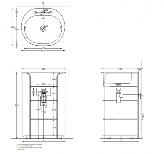 Тумба напольная Cielo I Catini Tiberio с открытыми полками CAMTE/CAMTL 56х46 см схема 2