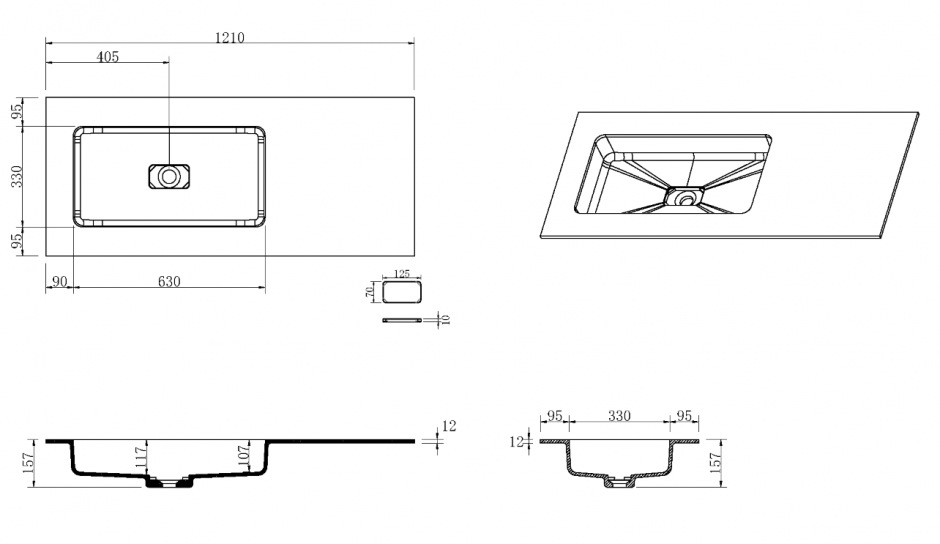 Раковина накладная Armadi Art Quatro 793-120-D-L 121х52 см, бежевая ФОТО