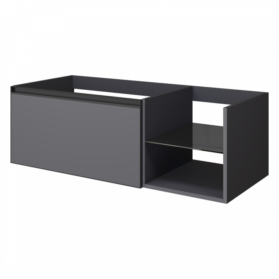 Изображение Тумба для раковины Armadi Art Quatro 790-M6-120, стеклянная полка справа, два блока (80+40)