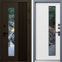 Входная дверь Termo-door Фортис Муар коричневый 8019 - Лиственница с терморазрывом и стеклопакетом