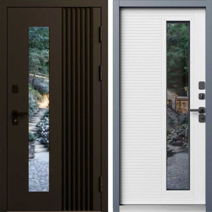 Входная дверь Termo-door Фортис Муар коричневый 8019 - Лиственница с терморазрывом и стеклопакетом