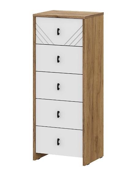 "Байкал" Комод (5 ящиков) Дуб Золотой/Белый матовый