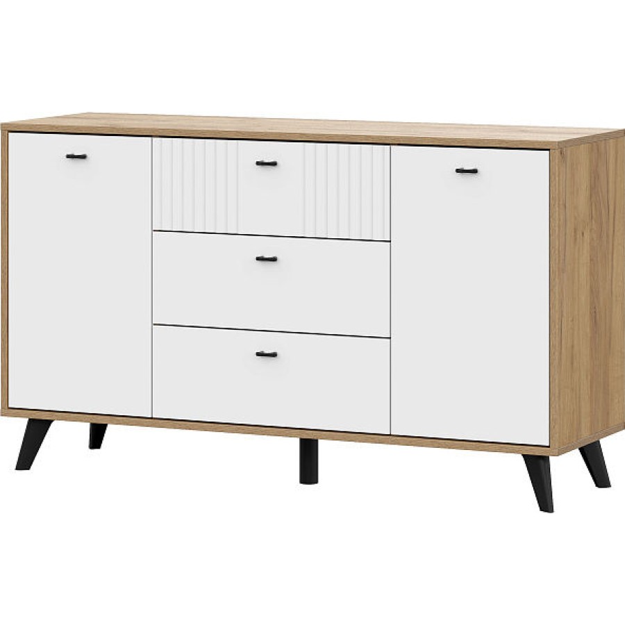 "Байкал" Комод 3 ящика двухстворчатый Дуб Золотой/Белый матовый