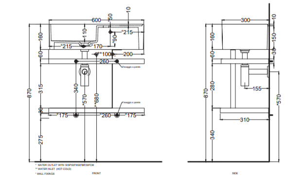 Стальной каркас для раковины Cielo Les Petites LPSTOR60 60х30х40 см ФОТО