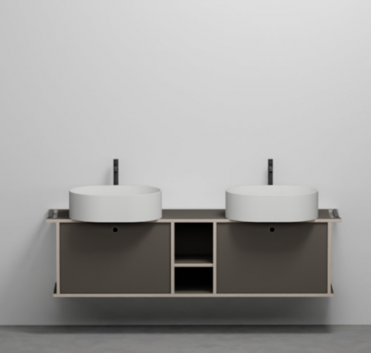 Тумба подвесная/напольная Cielo Theo 175 THMF175C2/THMF175C2SF из материала Fenix, с 2 дверцами и открытой полкой 175х63х38 см схема 3 Тумба подвесная/напольная Cielo Theo 175 THMF175C2/THMF175C2SF из материала Fenix, с 2 дверцами и открытой полкой 175х63х38 см схема 3