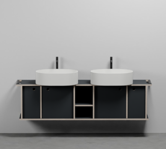 Тумба подвесная/напольная Cielo Theo 175 из материала Fenix, с 4 ящиками и открытой полкой THMF175A4/THMF175A4SF 175х63х38 см ФОТО