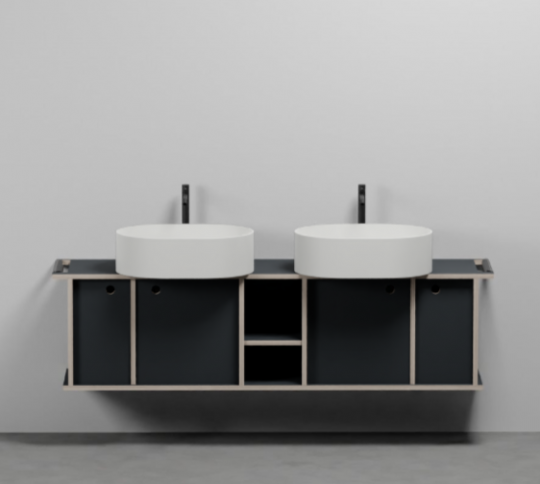 Тумба подвесная/напольная Cielo Theo 175 из материала Fenix, с 4 ящиками и открытой полкой THMF175A4/THMF175A4SF 175х63х38 см схема 6