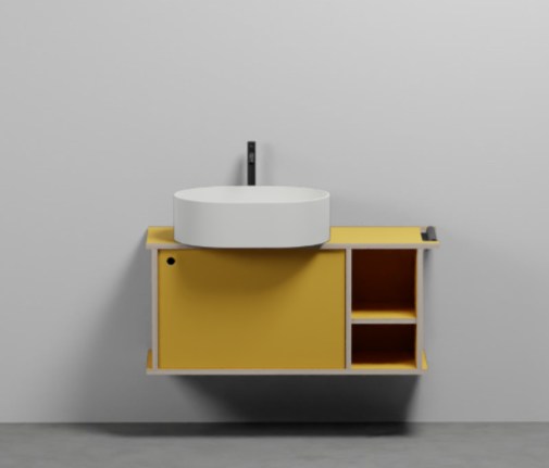 Тумба подвесная/напольная Cielo Theo 103 из материала Fenix, с дверцей и открытой полкой THMF103/THMF103SF 103х63х38 см ФОТО