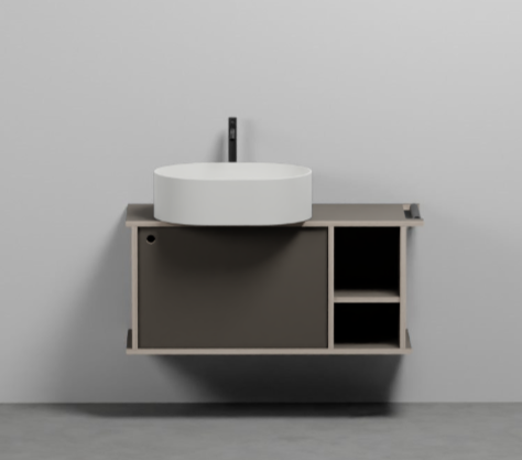 Тумба подвесная/напольная Cielo Theo 103 из материала Fenix, с дверцей и открытой полкой THMF103/THMF103SF 103х63х38 см схема 3