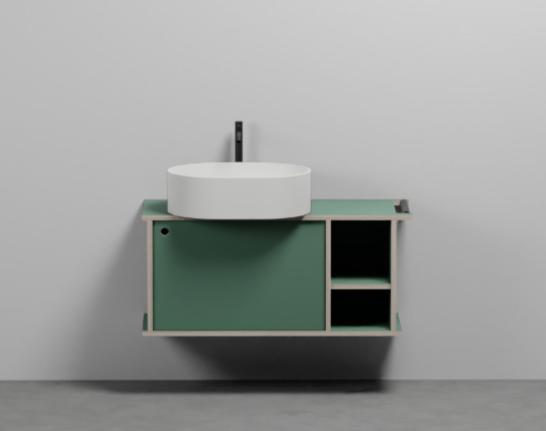 Тумба подвесная/напольная Cielo Theo 103 из материала Fenix, с дверцей и открытой полкой THMF103/THMF103SF 103х63х38 см ФОТО