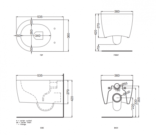 Унитаз подвесной безободковый Cielo Smile Pro SMVSKP схема 2