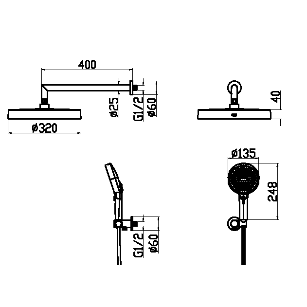 Душевой комплект Boheme Cell 427-B, черный матовый ФОТО
