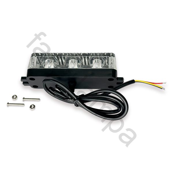 Проблесковый маячок дублер светодиодный 3 диода оранжевый 12-24 вольта