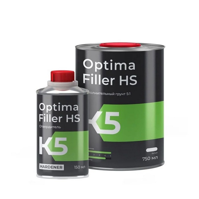 K5 Maxi Optima Filler Grey HS Грунт наполнительный, с отвердителем белый, 5:1 (750+150 мл)