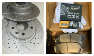 Диски тормозные задние ДЗК с насечками и перфорацией + колодки DZK, на КИА Соренто МQ4, V - 2.2 дизель