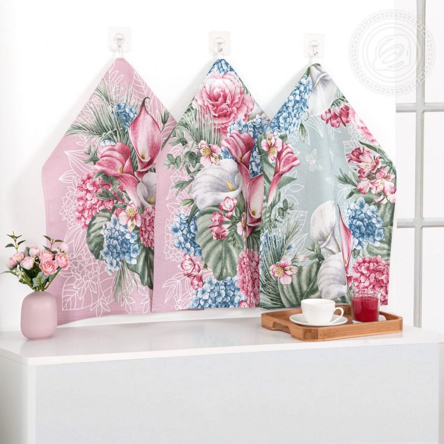 Набор полотенец из рогожки "Мятный аромат" (3шт.)