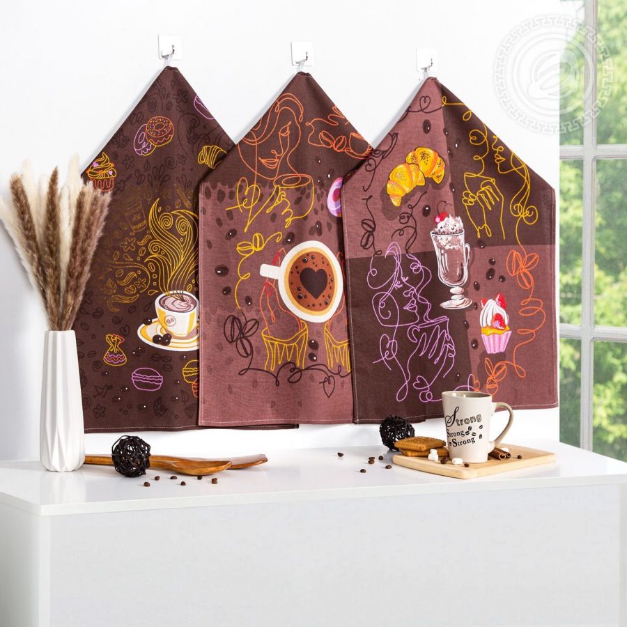 Набор полотенец из рогожки "Бариста" (3шт.)