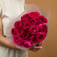 15 розовых роз 60см