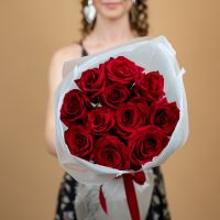 11 красных роз 60см