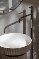 Серая напольная раковина Sole Corian 40x13 см, рифленая текстура схема 4