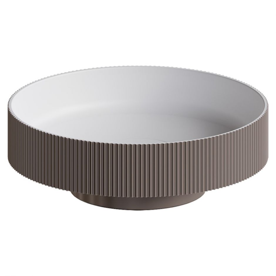 Серая напольная раковина Sole Corian 40x13 см, рифленая текстура ФОТО