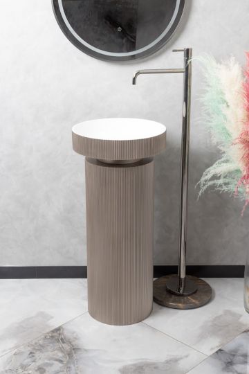 Серая напольная раковина Sole Corian 40x13 см, рифленая текстура схема 7