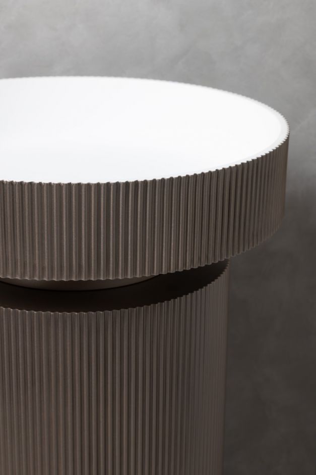 Серая напольная раковина Sole Corian 40x13 см, рифленая текстура ФОТО