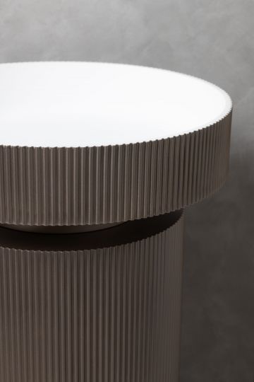 Серая напольная раковина Sole Corian 40x13 см, рифленая текстура схема 5