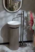 Серая напольная раковина Sole Corian 40x13 см, рифленая текстура схема 6