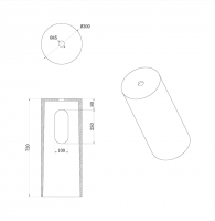 Мраморная напольная раковина Sole Corian 40x13 см, гладкий пьедестал схема 4