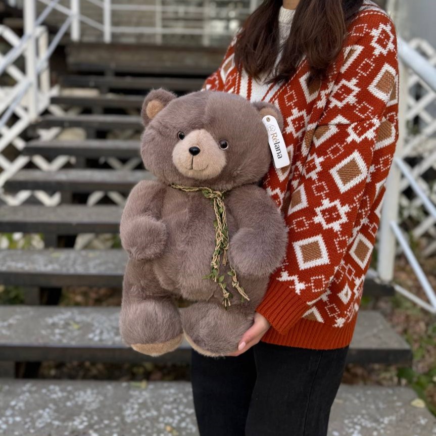 Игрушка Мишка коричневый с плетеной ленточкой, 50см