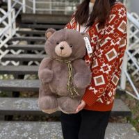 Игрушка Мишка коричневый с плетеной ленточкой, 50см