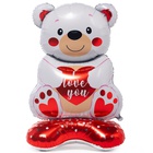 1208-0792  ФИГУРА AIR Мишка с сердцем ILY белый