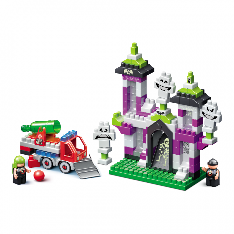 Набор средний дом с привидениями, машиной-пушкой и 2-мя охотниками "Monster blocks"