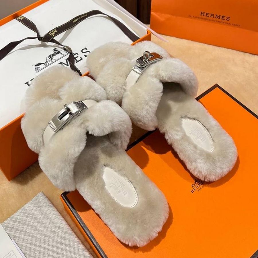 Мюли с мехом HERMES Premium