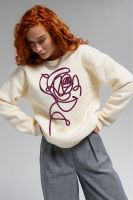 8577 женский свитшот оверсайз [молочный+роза]