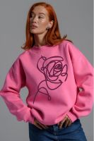 8577 женский свитшот оверсайз [розовый+роза]