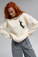 8576 женский свитшот оверсайз [молочный+котик с сердцем]