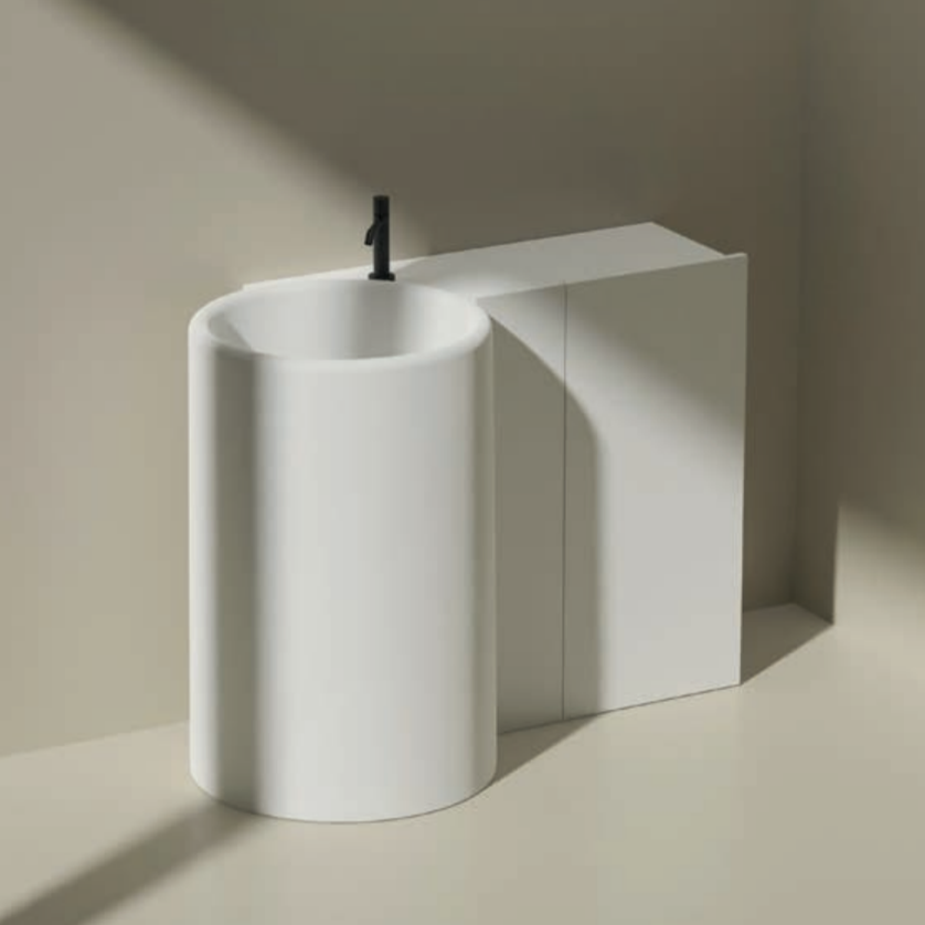 Изображение Раковина Cielo Itaca ITFREEC отдельностоящая, слив в пол 53х53х85 см