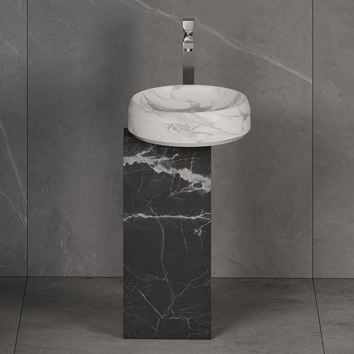 Раковина напольная из мрамора Dea Design Marble Marsala DD1546 465 46,5x46,5xh90 см
