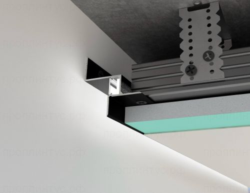 Теневой потолочный плинтус с подсветкой, черный