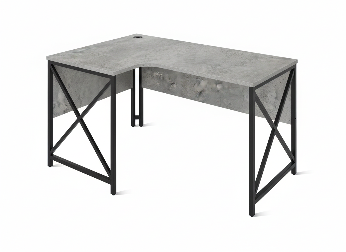 ЛОФТ-3 Стол рабочий эргономичный левый (1350х900-600х750 мм) Бетон