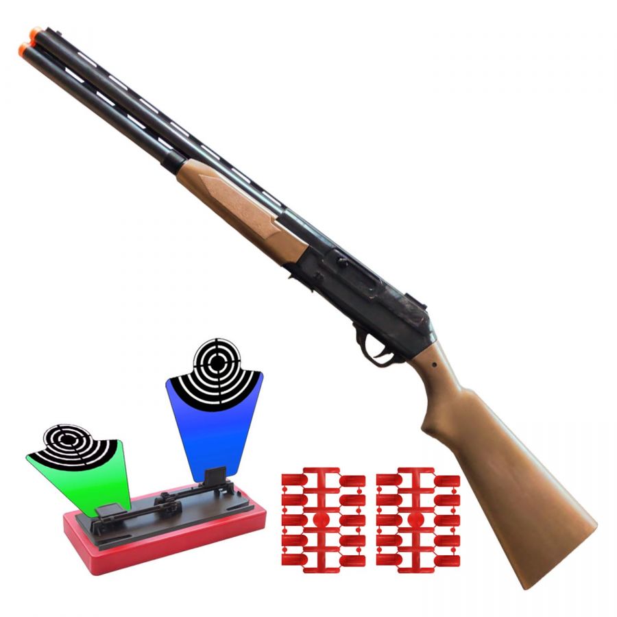 Игровой набор "Стрелок". Ружье двуствольное классическое №1 с 20 мягкими пулями и мишенями