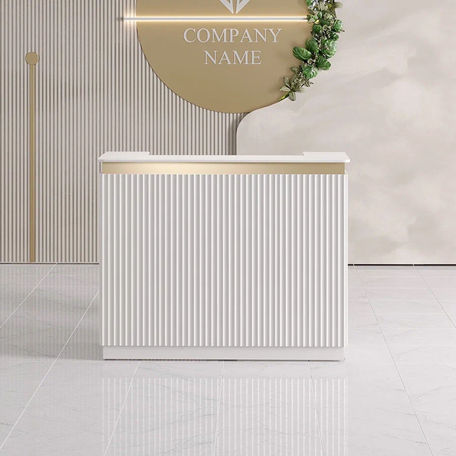 Ресепшн «Крафт голд» в МДФ пленке -волна белый