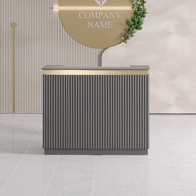 Ресепшн «Крафт голд» в МДФ пленке -волна черный