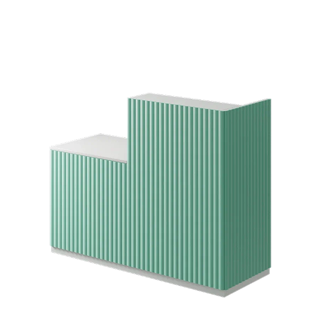 Ресепшн «Фьюжн без декора» в МДФ пленке франц.серый/иберис/серый