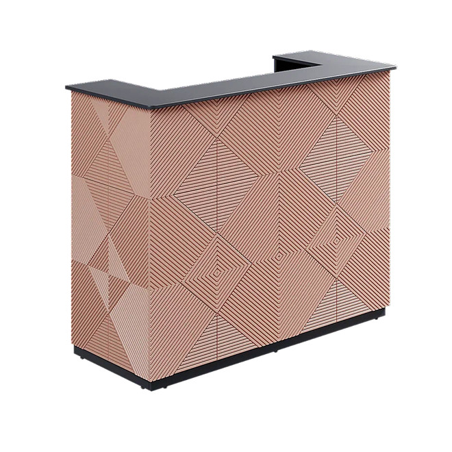 Ресепшн с фрезировкой фокус в МДФ пленке антрацит/камелия