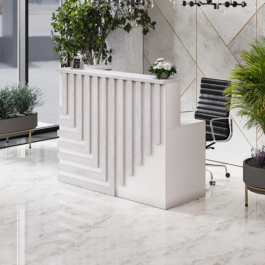 Ресепшн «Нептун» прямой Цемент светлый/ белый